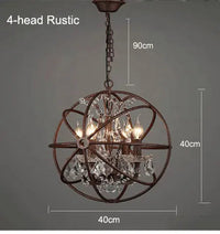 Lustre style loft américain rétro en cristal pour bar & restaurant
