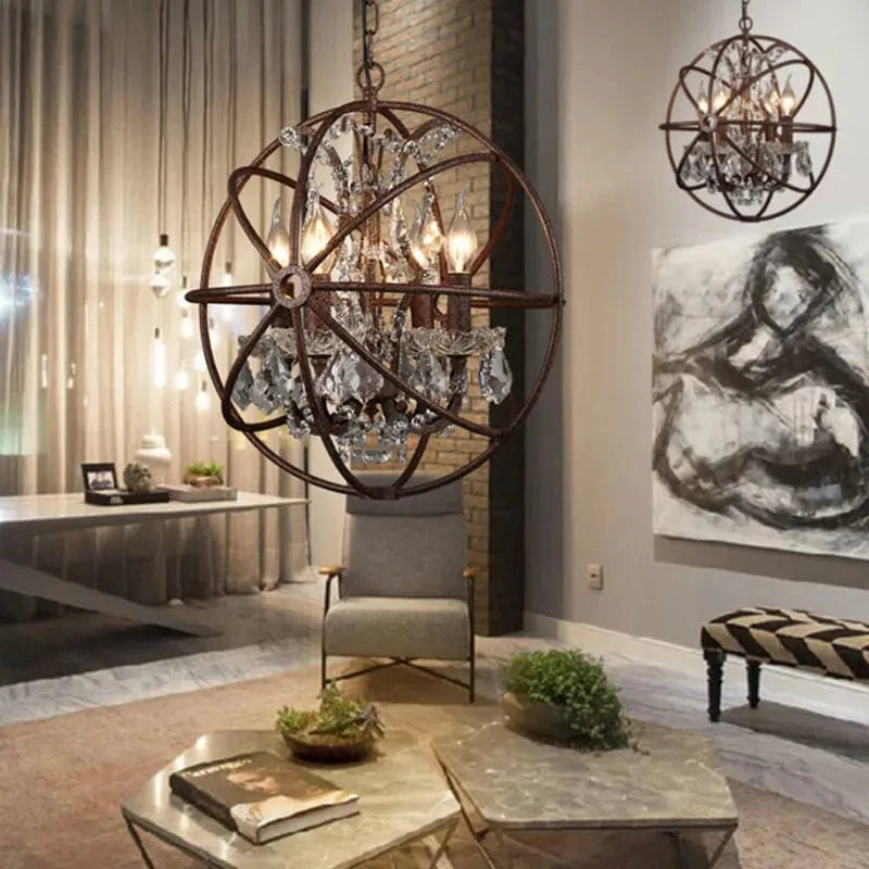 Lustre style loft américain rétro en cristal pour bar & restaurant | Marco Lucetti