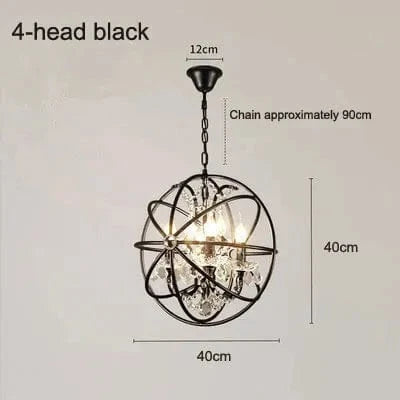 Lustre style loft américain rétro en cristal pour bar & restaurant | Marco Lucetti Noir sans ampoule