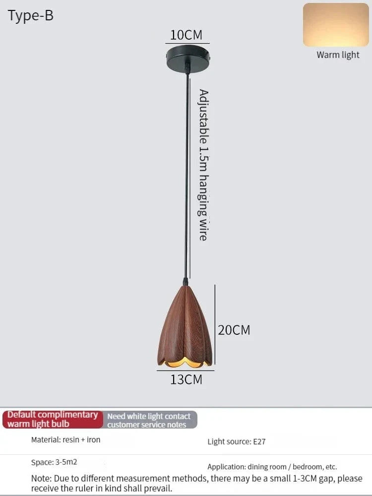 Lustre suspendu en bois de noyer fait main - Design moderne pour votre intérieur | Marco Lucetti B / 7W (Max100W) / Modifiable | CHINE