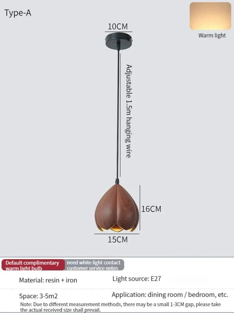 Lustre suspendu en bois de noyer fait main - Design moderne pour votre intérieur | Marco Lucetti UN / 7W (Max100W) / Blanc froid | CHINE