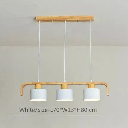 Lustre suspendu en bois et métal avec abat-jour nordique LED - Décoration intérieure maison et restaurant | Marco Lucetti Blanc 3 têtes