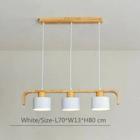 Lustre suspendu en bois et métal avec abat-jour nordique LED - Décoration intérieure maison et restaurant | Marco Lucetti Blanc 3 têtes