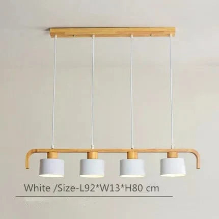 Lustre suspendu en bois et métal avec abat-jour nordique LED - Décoration intérieure maison et restaurant | Marco Lucetti Blanc 4 têtes