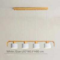 Lustre suspendu en bois et métal avec abat-jour nordique LED - Décoration intérieure maison et restaurant | Marco Lucetti Blanc 4 têtes