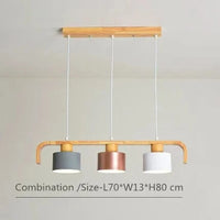 Lustre suspendu en bois et métal avec abat-jour nordique LED - Décoration intérieure maison et restaurant | Marco Lucetti Trois 3 têtes