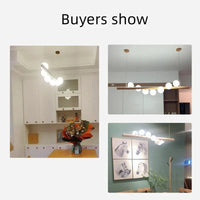 Lustre suspendu en bois massif et boules de verre blanc lait - Design Luxe | Marco Lucetti