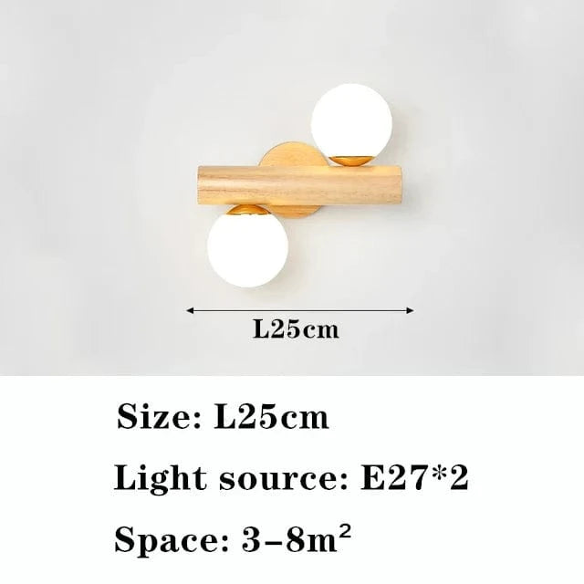 Lustre suspendu en bois massif et boules de verre blanc lait - Design Luxe | Marco Lucetti Applique 2 Boules