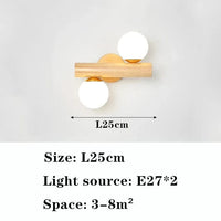 Lustre suspendu en bois massif et boules de verre blanc lait - Design Luxe | Marco Lucetti Applique 2 Boules