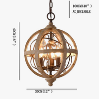 Lustre suspendu en bois massif rétro LED moderne Loft Suspension cristal