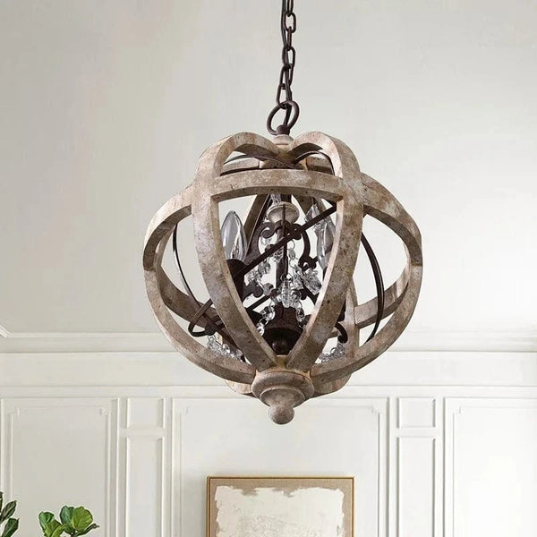Lustre suspendu en bois massif rétro LED pour un éclairage moderne dans le salon | Marco Lucetti