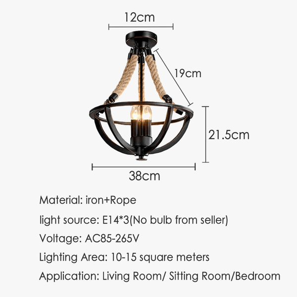 Lustre suspendu en corde de chanvre vintage pour Restaurant Café Bar Salon Hôtel | Marco Lucetti