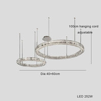 Lustre suspendu en cristal de luxe - Nouvelle collection design prestige | Marco Lucetti 40 60cm / Cadre doré / Tricolore