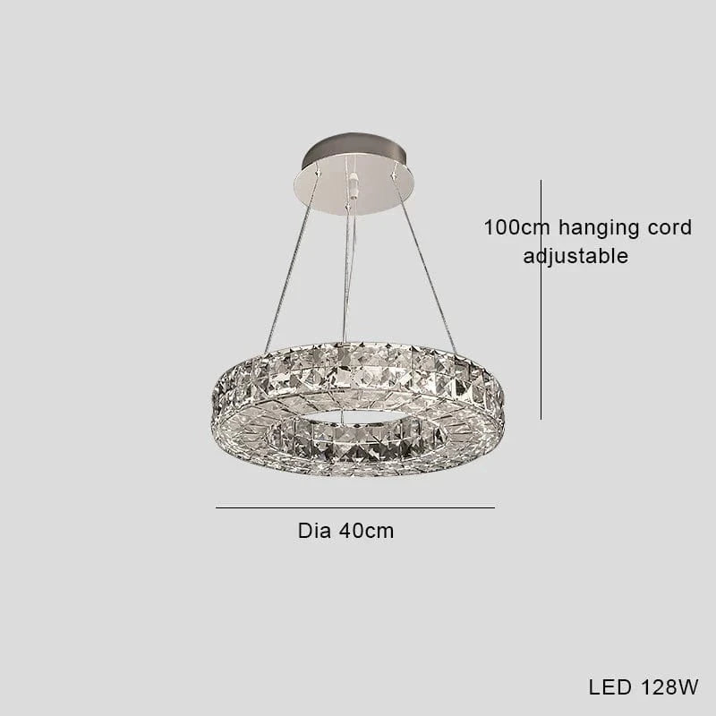 Lustre suspendu en cristal de luxe - Nouvelle collection design prestige | Marco Lucetti Dia40cm / Cadre argenté / Lumière chaude