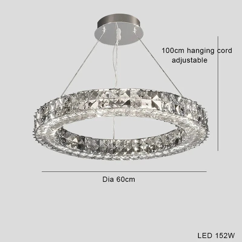 Lustre suspendu en cristal de luxe - Nouvelle collection design prestige | Marco Lucetti Diamètre60cm / Cadre doré / Tricolore