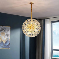 Lustre Suspendu en Cuivre avec Cristaux de Pissenlit Rond - Collection Éclatante | Marco Lucetti