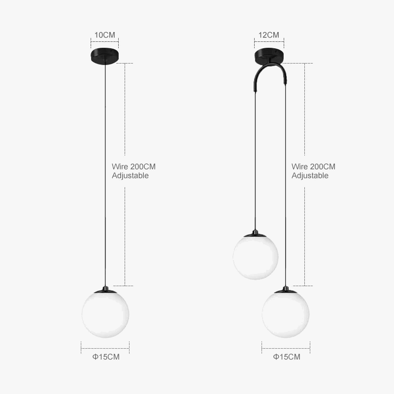 Lustre suspendu en verre LED nordique moderne pour salle à manger et chambre - Or | Marco Lucetti