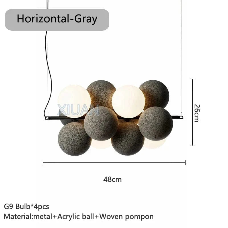 Lustre Suspendu Haut de Gamme pour Hôtels et Restaurants | Marco Lucetti Gris horizontal / Lumière blanche