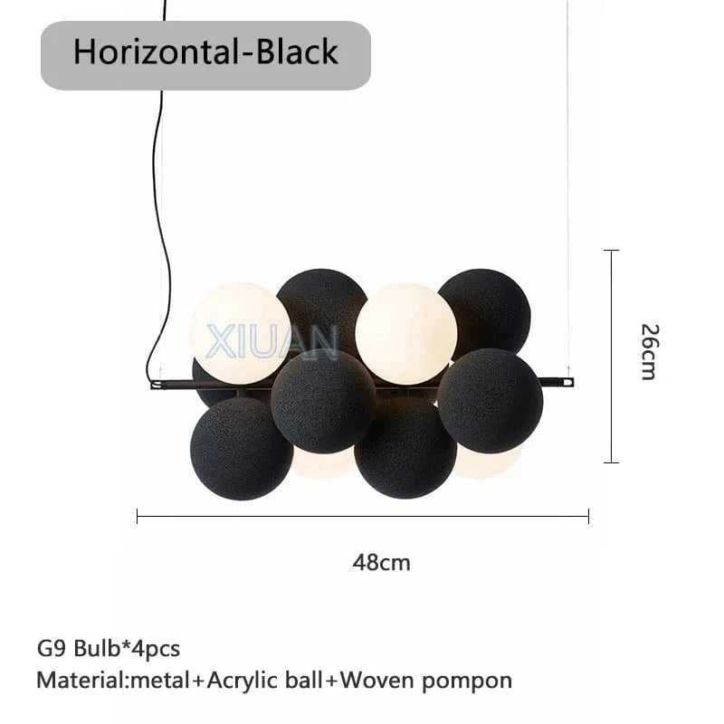 Lustre Suspendu Haut de Gamme pour Hôtels et Restaurants | Marco Lucetti Noir horizontal / Lumière blanche