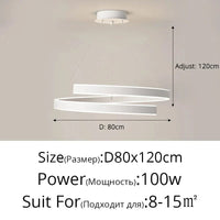 Lustre suspendu LED : Éclairage moderne pour la maison - Anneaux brossés | Marco Lucetti D80 Blanc / Lumière froide