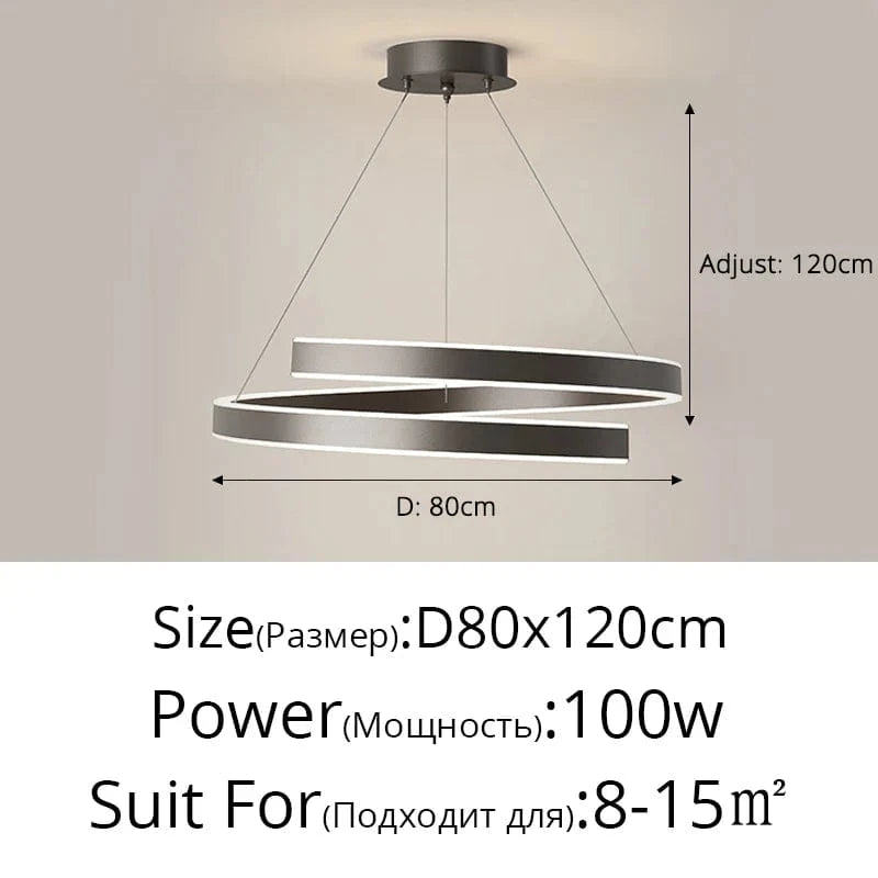 Lustre suspendu LED : Éclairage moderne pour la maison - Anneaux brossés | Marco Lucetti D80 Noir / Lumière froide