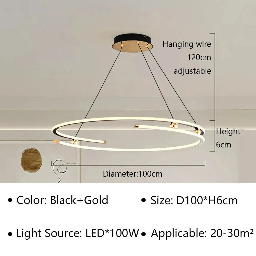 Lustre Suspendu LED Moderne pour Décoration Intérieure | Marco Lucetti D100CM / Blanc chaud-Pas de RC