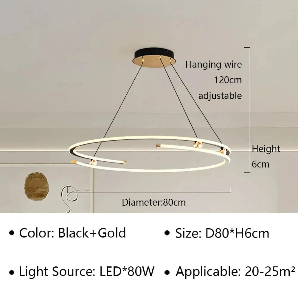 Lustre Suspendu LED Moderne pour Décoration Intérieure | Marco Lucetti D80CM / Blanc chaud-Pas de RC