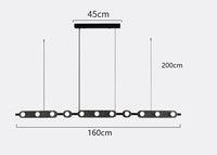 Lustre Suspendu LED Moderne pour un Éclairage Intérieur Décoratif | Marco Lucetti Longueur 160cm / Blanc chaud