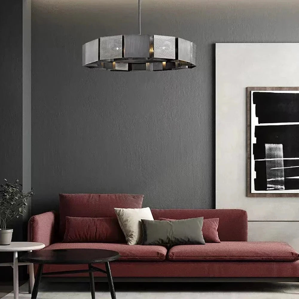 Lustre suspendu LED postmoderne en métal noir - Style industriel | Marco Lucetti
