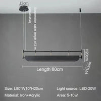 Lustre suspendu LED pour salle à manger moderne, noir et simple | Marco Lucetti Longueur 80cm / Lumière blanche et froide