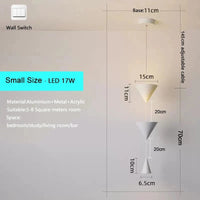 Lustre suspendu moderne à cône pour chambre à coucher avec LED noir et blanc | Marco Lucetti Lampe à suspension blanche / C.A. 220 V-240 V / Lumière chaude