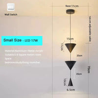 Lustre suspendu moderne à cône pour chambre à coucher avec LED noir et blanc | Marco Lucetti Lampe à suspension noire / C.A. 220 V-240 V / Lumière chaude