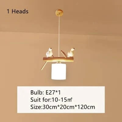 Lustre suspendu nordique en bois pour Table à manger îlot de cuisine créatif oiseau Led moderne Bar café arbres éclairage | Marco Lucetti 1 tête / Blanc chaud
