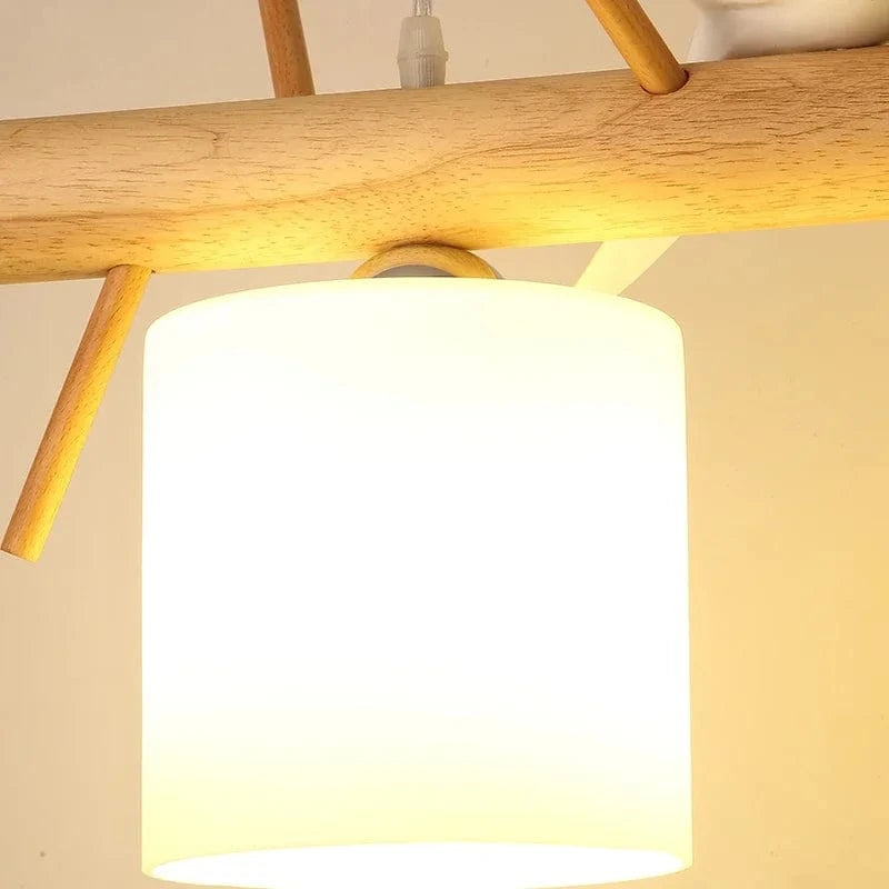Lustre suspendu nordique en bois pour Table à manger îlot de cuisine créatif oiseau Led moderne Bar café arbres éclairage | Marco Lucetti