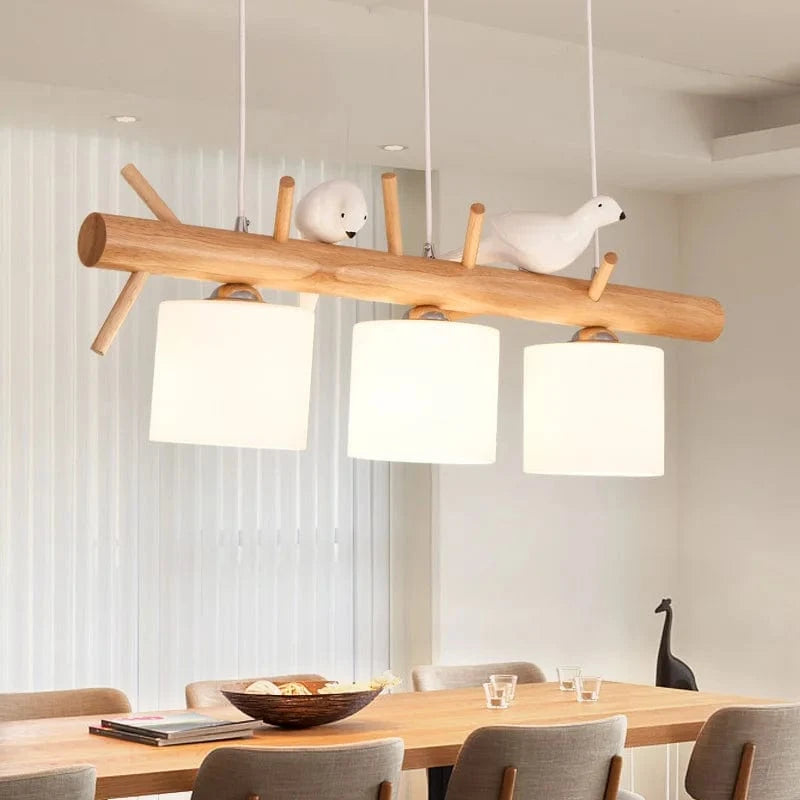 Lustre suspendu nordique en bois pour Table à manger îlot de cuisine créatif oiseau Led moderne Bar café arbres éclairage | Marco Lucetti