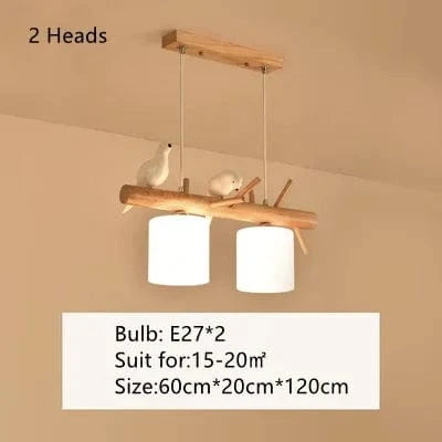 Lustre suspendu nordique en bois pour Table à manger îlot de cuisine créatif oiseau Led moderne Bar café arbres éclairage | Marco Lucetti 2 têtes / Blanc chaud