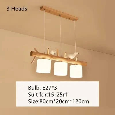 Lustre suspendu nordique en bois pour Table à manger îlot de cuisine créatif oiseau Led moderne Bar café arbres éclairage | Marco Lucetti 3 têtes / Blanc chaud