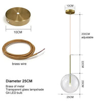 Lustre suspendu nordique en verre pour salle à manger et restaurant | Marco Lucetti Fil de laiton 25CM / Blanc froid