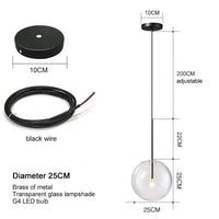 Lustre suspendu nordique en verre pour salle à manger et restaurant | Marco Lucetti Tout noir 25CM / Blanc froid