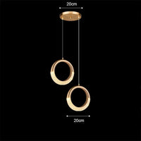 Lustre suspendu nordique moderne en acrylique doré à LED | Marco Lucetti 2 têtes PL058 20cm / Blanc froid