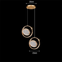 Lustre suspendu nordique moderne en acrylique doré à LED | Marco Lucetti 2 têtes PL065 / Blanc froid