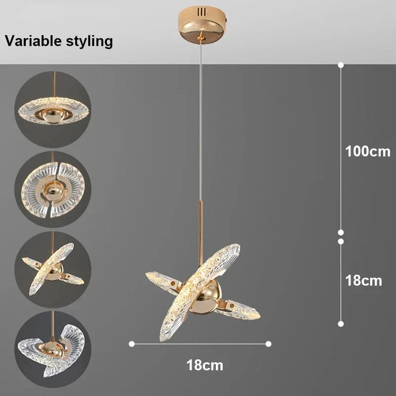 Lustre suspendu nordique moderne en acrylique doré à LED | Marco Lucetti PL061 / Blanc froid