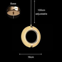 Lustre suspendu nordique moderne en acrylique doré à LED | Marco Lucetti PL091 16cm / Blanc froid