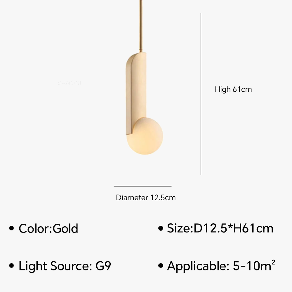 Suspension design chromée dorée nordique pour une chambre à coucher tendance