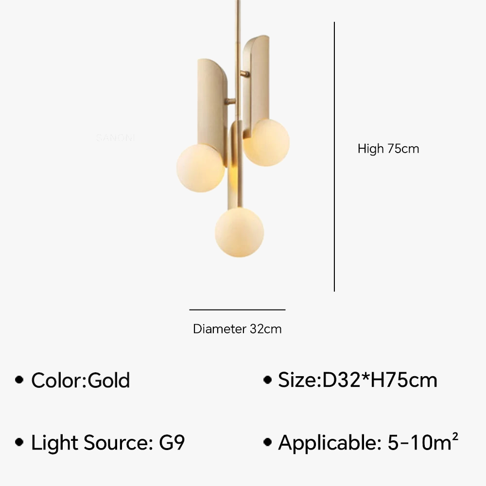 Suspension design chromée dorée nordique pour une chambre à coucher tendance