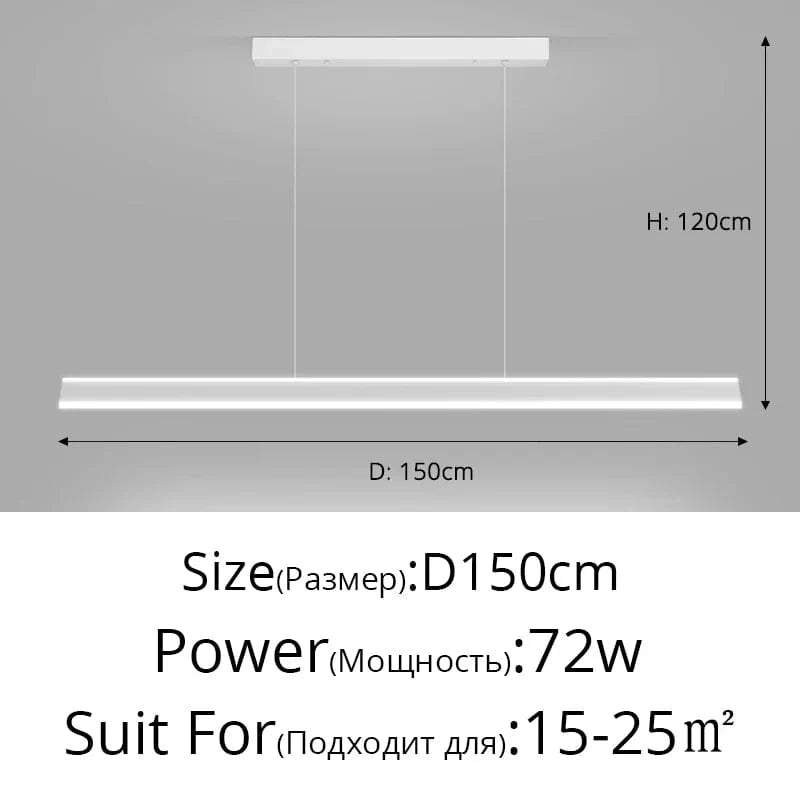 Lustre Suspendu pour Table à Manger - Éclairage d'Intérieur pour une Décoration Maison | Marco Lucetti A Blanc 150cm / Blanc chaud, pas de télécommande