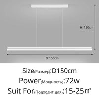 Lustre Suspendu pour Table à Manger - Éclairage d'Intérieur pour une Décoration Maison | Marco Lucetti A Blanc 150cm / Blanc chaud, pas de télécommande