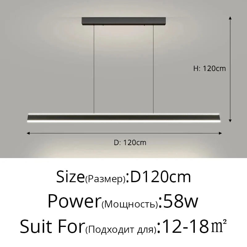 Lustre Suspendu pour Table à Manger - Éclairage d'Intérieur pour une Décoration Maison | Marco Lucetti A Noir 120cm / Blanc froid, pas de télécommande