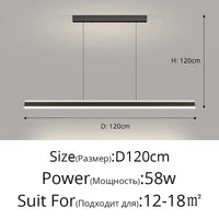 Lustre Suspendu pour Table à Manger - Éclairage d'Intérieur pour une Décoration Maison | Marco Lucetti A Noir 120cm / Blanc froid, pas de télécommande