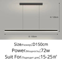 Lustre Suspendu pour Table à Manger - Éclairage d'Intérieur pour une Décoration Maison | Marco Lucetti A Noir 150cm / Blanc chaud, pas de télécommande